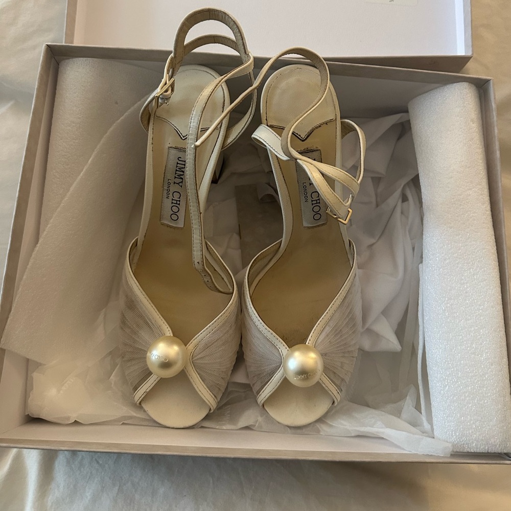 Jimmy Choo - Sacaria Tulle Pearly Ankle-Strap Sandals